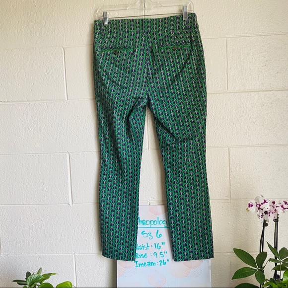 Anthropologie Green Blue Butterfly Print Trousers - Picture 2 of 9